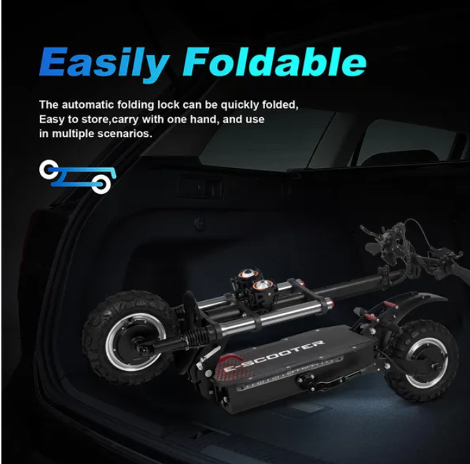 WHOSU Electric Scooter Adults, 6000W Dual Motor Up to 50 mph, 62 Miles Range, 4 Braking System, 11'Off-Road Folding E-Scooter for Adults, Portable E-Scooter