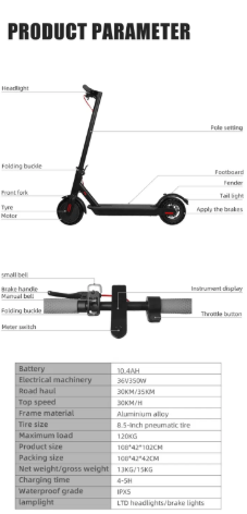 Adult Electric Scooter Folding Electric Scooter Tires 8.5 inch Speed 35KM/H 350W 36V10.4AH J-03 motorized scooter
