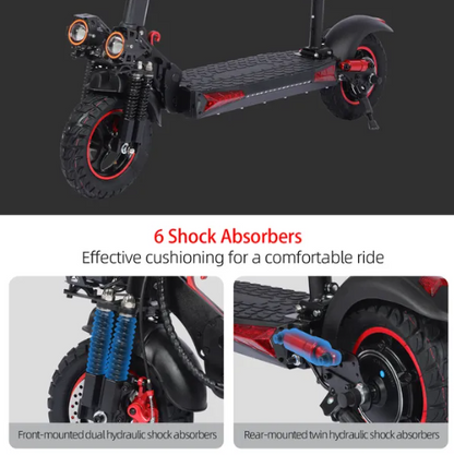 WHOSU 1200W High-Power Electric Scooter with Seat - 34 MPH Max Speed, 33 Mile Range, 11" Off-Road Tires, 4 Brake System, Fast E-Scooter for Adults