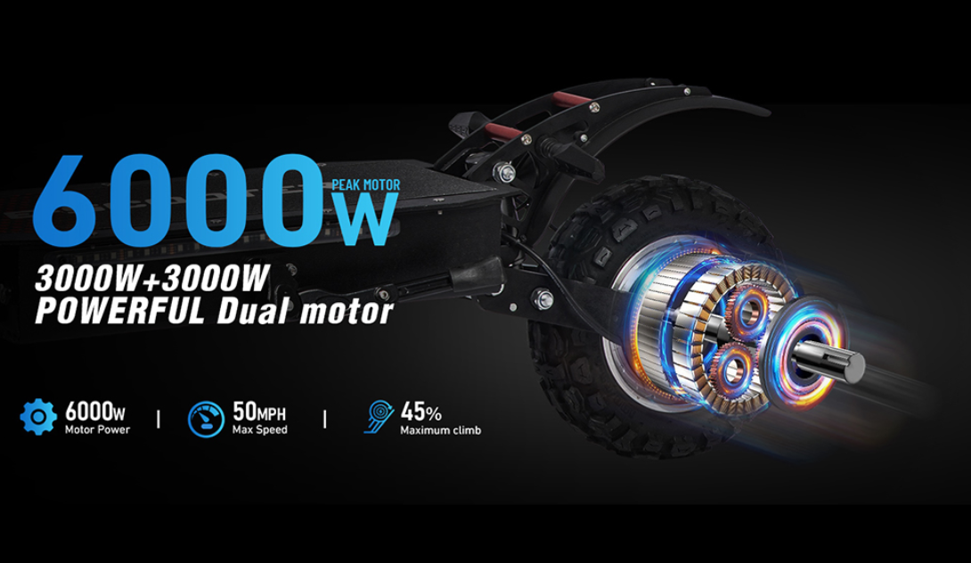 WHOSU Electric Scooter Adults, 6000W Dual Motor Up to 50 mph, 62 Miles Range, 4 Braking System, 11'Off-Road Folding E-Scooter for Adults, Portable E-Scooter